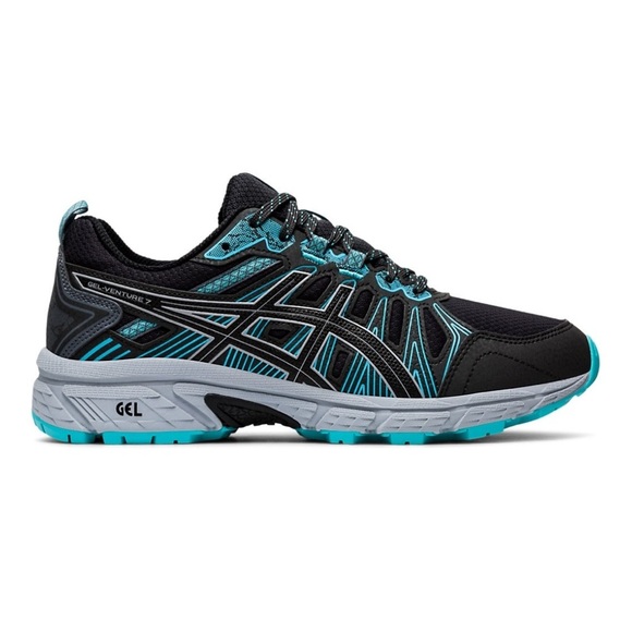 ASICS Women's Gel-Venture 7 Black and Blue Shoes - Picture 1 of 10